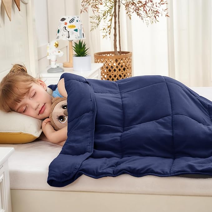 yescool Navy Weighted Blanket 7 Pounds Cooling Weighted Lap Blanket, Heavy Blanket for Sleeping, Weighted Throw Blanket Gift for 60-80lbs, 40"x60"