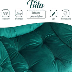 Tiita Lazy Chair with Ottoman, Modern Large Accent Lounge Armchair, Comfy Leisure Sofa Reading Chair with Footrest for Bedroom, Living Room, Dorm Rooms, Garden and Courtyard, Velvet Green