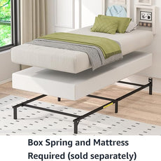 Amazon Basics Metal Twin Size Bed Frame(Box Spring Required), 6-Leg Base for Box Spring and Mattress Support, Tool-Free Easy Assembly, Black