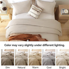 ROSGONIA Full Size Comforter Sets for Girls Boys Kids Light Khaki, 3pcs Comforter Full Size(1 Comforter & 2 Pillowcases) Lightweight Dorm Bedding Sets