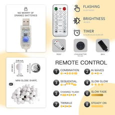 suddus Globe String Lights for Bedroom, 100 Led Fairy Lights Plug in, String Lights Indoor for Christmas Tree, Classroom, Wall, Window, Wedding, Party, Thanksgiving Decor, Warm White