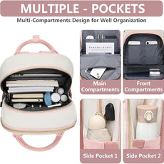 Laptop Backpack for Women Work - 15.6 Inch Travel Backpack Fashion Work Business Backpacks Purse Warterproof College Teacher Nurse Computer Daypack Beige Pink