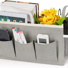 Bedside Storage Caddy/Bedside Hanging Storage Bag for Headboards Bunk Beds Dorm Rooms Book Phone Magazine Holder (New Grey)
