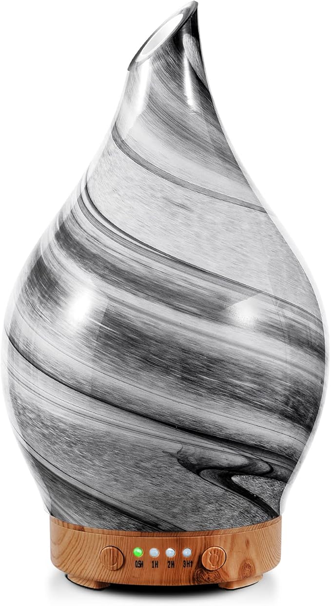 Porseme 100ml Essential Oil Diffuser Glass Color Changing Aroma Air Diffusers Aromatherapy Ultrasonic Cool Mist Humidifier 4 Running Hours Waterless Auto-Off for Sleeping, Yoga, Office, Spa (Ink)