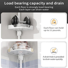 Corner Shower Caddy Tension Pole, 4 Tiers Rotating Shower Organizer for Bathroom Shelf Bathtub, Adjustable Standing Shower Rack Bathroom Accessories, Easily Assemble, 34-124 Inch Height,White