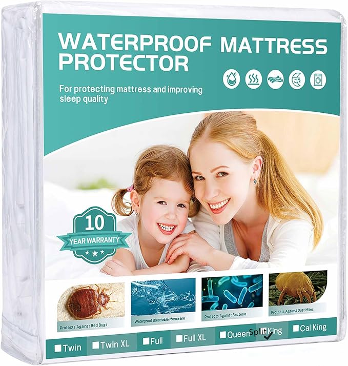 2 Pack Twin XL 39"x80" Waterproof Mattress Cover(9 in. Deep) Protector Zippered Soft Breathable Healthy Encasement Great for Dorms Hotel
