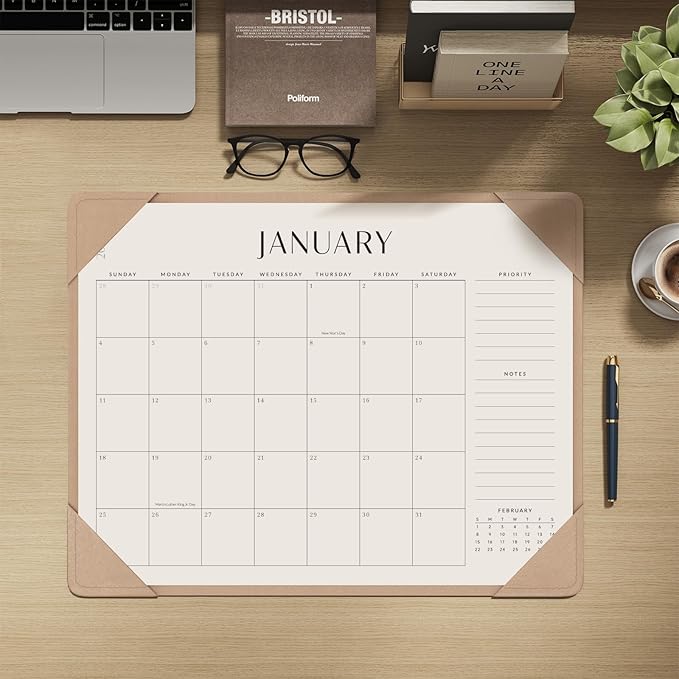 Jotsome Desk Calendar 2026 with Desktop Mat, Large Desk Pad Calendar From Now to December 2026 22x17 inch, Desk Blotter Calendar for Home Office and School, Easy Planning, Gift for the Holidays or Christmas, Apricot
