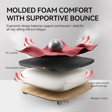 EMIAH Ergonomic Office Chair with Foot Rest Reclining Office Chair with Adjustable Arms and Headrest High Back Gaming Chair with Lumbar Support, PU Leather(Red),Manual