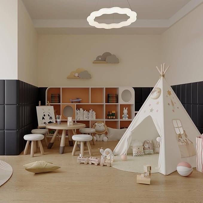 3D Anti-Collision Wall Padding for Kids Self-Adhesive 10PCS Black headboard Panels for Wall Peel and Stick headboard