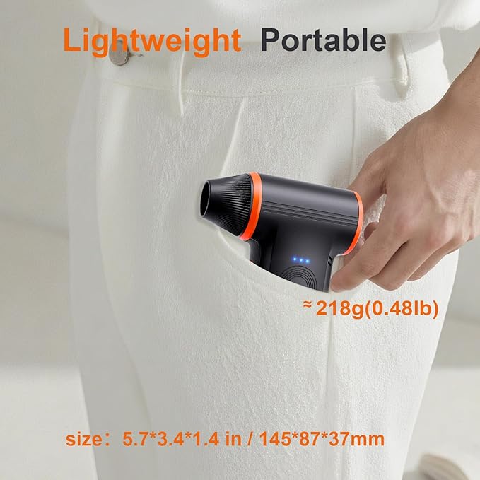 X117 Compressed Air Duster-150000RPM Super Power Snow Blower, 3-Gear Adjustable Mini Blower with Fast Charging, Electric Air Duster for Leaves,Snow,Computer, Keyboard, House, Outdoor,and Car