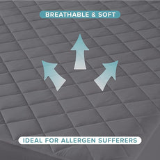 Bare Home Twin Extra Long Quilted Fitted Mattress Pad - Cooling Mattress Cover - Easily Washable - Elastic Fitted Cover for Mattress - Stretch-to-Fit up to 15 Inches Deep (Twin XL, Grey)