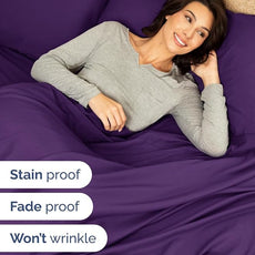 Extra Deep Pocket Split King Sheets - 5 Piece Breathable & Cooling Bed Sheets - Hotel Luxury Bed Sheet Set - Soft, Wrinkle Free & Comfy - Easily Fits Extra Deep Mattresses - Deep Pocket Purple Sheets