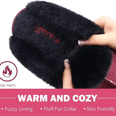 KuaiLu Womens Fluff Dual Memory Foam Slippers Ladies Cozy Arch Support Warm Scuff Slippers Slip on Comfy Winter House Shoes with Non-Slip Indoor Outdoor Hard Sole