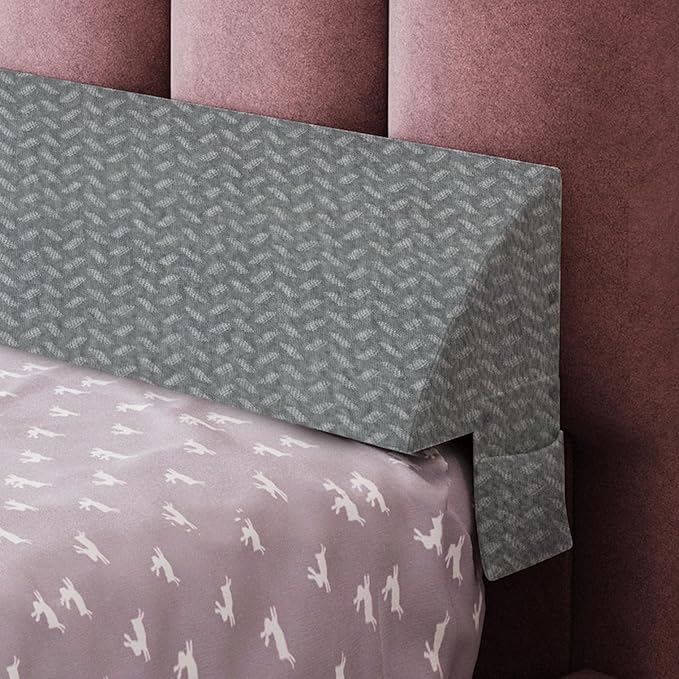 Bed Wedge Pillow for Headboard Gap Bed Mattress Gap Filler (0-8") Between Headboard/Wall and Mattress Grey Queen Size Foam Support Triangle Bloster Pillow Stoppers with 2 Pockets