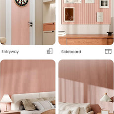 Bumusty Large Cork Board Alternative-36 x24 Felt Bulletin Board Tiles, with 30 Pushpins, 40 Adhesive Tabs, 6-Pack Slat Wall Paneling, Cork Boards for Office Push Pin Board Felt Board-Pink