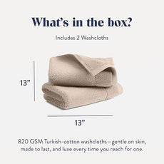 Brooklinen Super-Plush Turkish Cotton Washcloths - Set of 2 - Cotton, 820 GSM, Highly Absorbent, Machine Washable, Perfect for Home & Bathroom (13