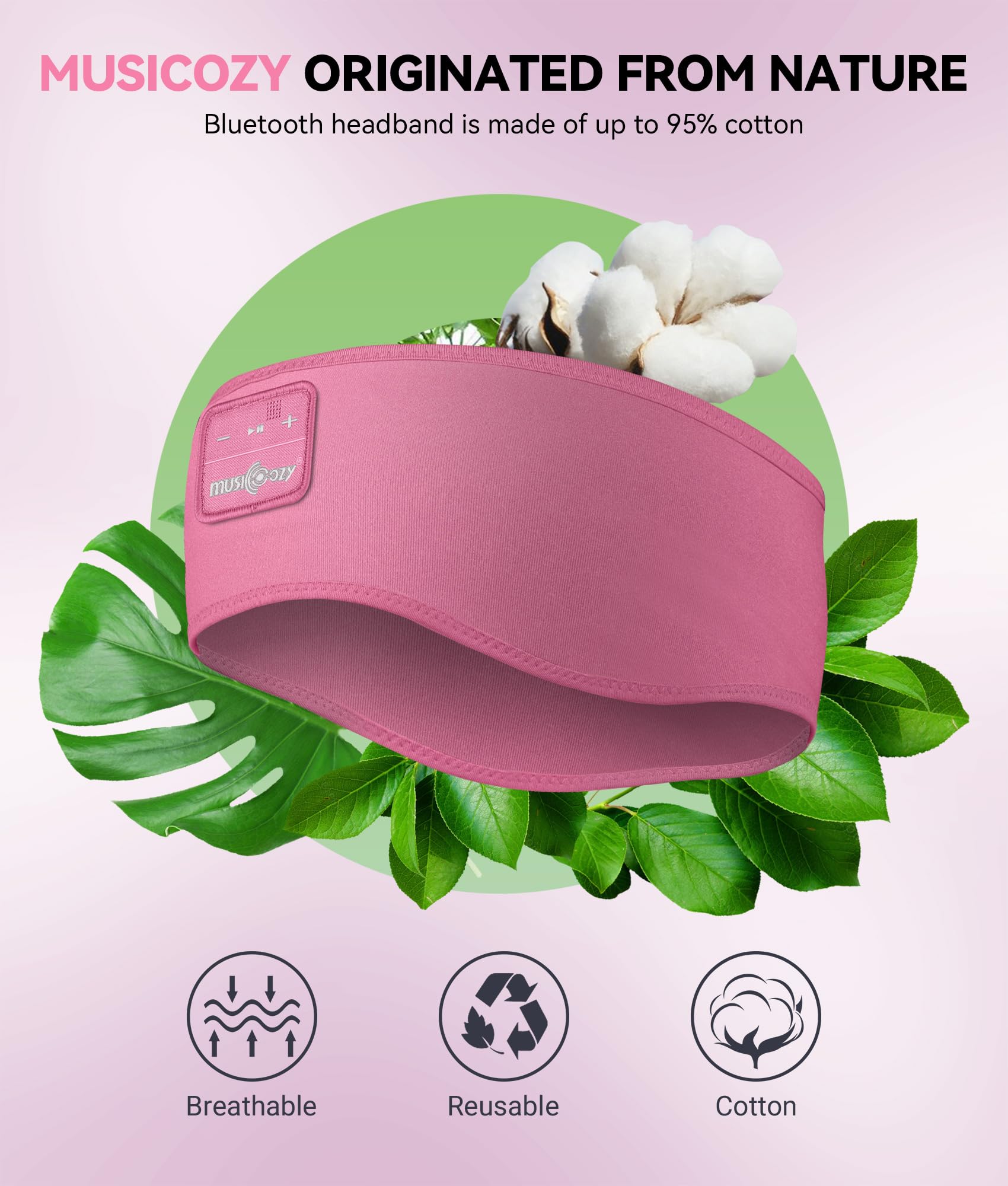 MUSICOZY Sleep Headphones Bluetooth 5.4 Headband, Sports Wireless Earphones Sweat Resistant Earbuds Sleeping Headphone with Ultra-Thin HD Stereo Speaker for Workout Running Cool Gadgets Unique Gifts Dormly