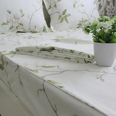 FADFAY White Floral Print Bed Sheet Sets 4-Piece Full