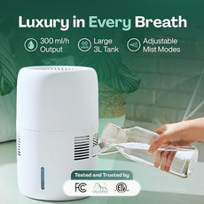 Smart Evaporative Humidifier with App Control & 3L Tank – Mist-Free, No White Dust – Quiet Operation for Better Sleep – Klarta Humea White
