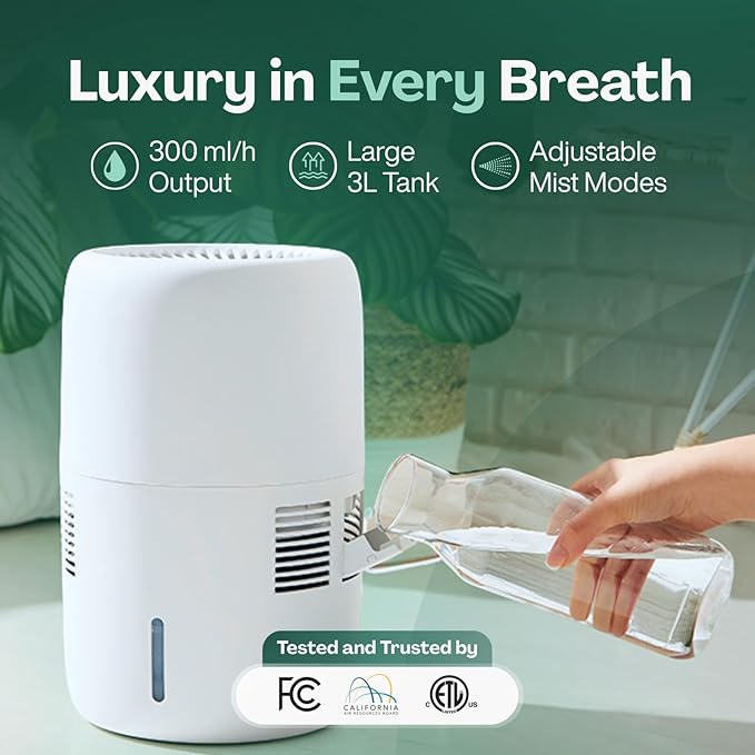 Smart Evaporative Humidifier with App Control & 3L Tank – Mist-Free, No White Dust – Quiet Operation for Better Sleep – Klarta Humea White