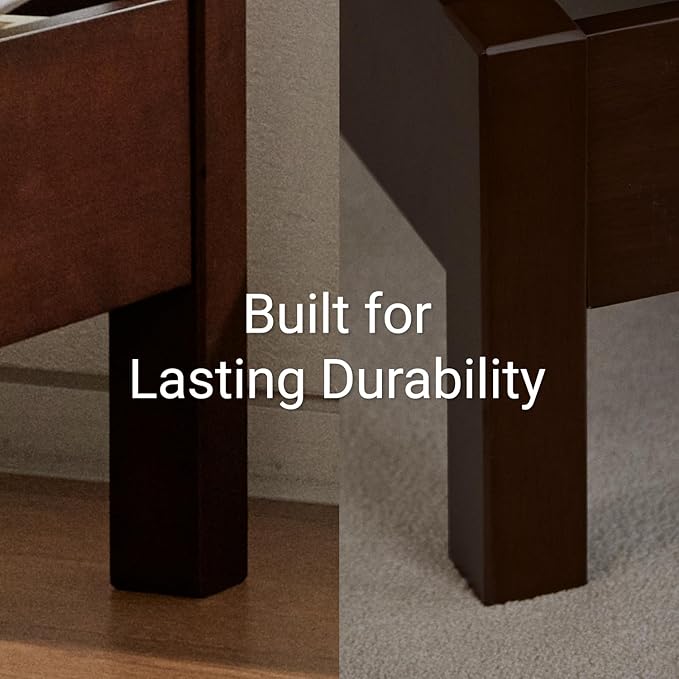 LIFEMENT Queen Signature Wood Platform Bed Frame Walnut, Noise-Free, Under Bed Storage, No Box Spring Needed, Easy Assembly