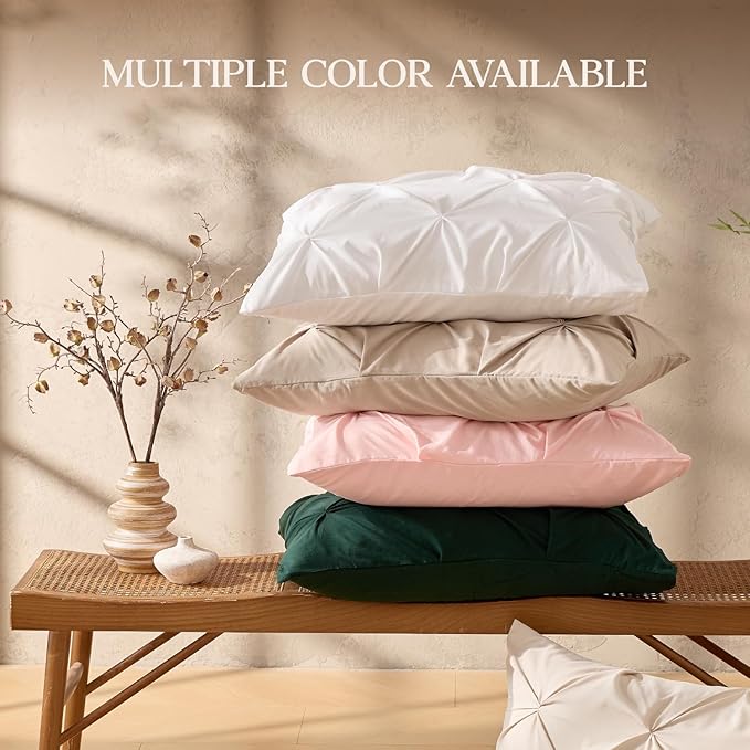 Andency Beige Comforters Queen Size, 3 Pieces Cream Bedding Set & Collections for Women Men, All Season Soft Fluffy Lightweight Pinch Pleat Bed Comforter Set (90x90Inch)