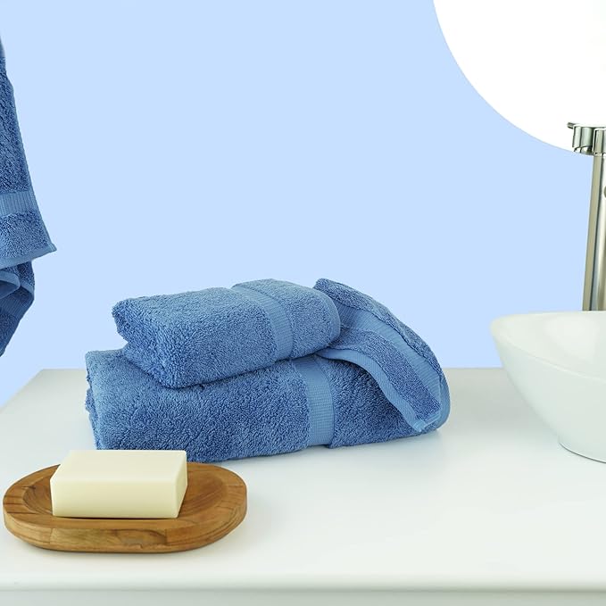 Chakir Turkish Linens | Hotel & Spa Quality 100% Cotton Premium Turkish Towels | Soft & Absorbent (3-Piece Towel Sets, Wedgewood)