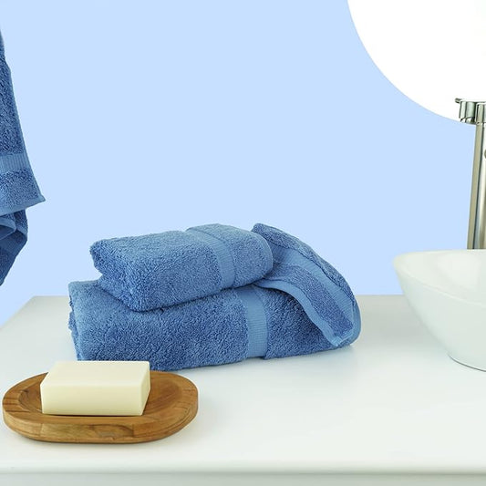 Chakir Turkish Linens | Hotel & Spa Quality 100% Cotton Premium Turkish Towels | Soft & Absorbent (3-Piece Towel Sets, Wedgewood)