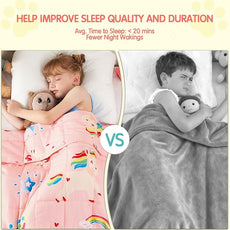 yescool Unicorn Weighted Blanket 5 Pounds Cooling Weighted Lap Blanket, Pink Rainbow Heavy Blankets, Breathable Weighted Throw Blanket Gift for 40-60lbs, 36