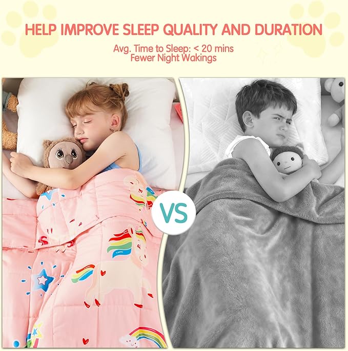 yescool Unicorn Weighted Blanket 3 Pounds Cooling Weighted Lap Blanket, Pink Rainbow Heavy Blanket, Breathable Weighted Throw Blankets Gift for 20-40lbs, 36"x48"