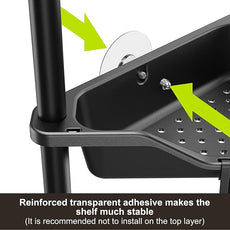 Orimade Rustproof 3 Tier Floor Standing Corner Shower Caddy Organizer, Plastic Metal Splicing Floor Corner Shelf Rack Stands for Bathroom, Black