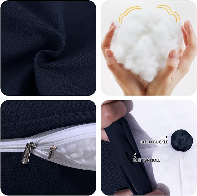 WOWMAX 85% Linen 15% Cotton Blend Headboard Pillow – Twin Size Reading Wedge Backrest for Bed, Handmade Firm Support Bolster Cushion with Removable Cover, Premium Bed Rest Pillow, Blue