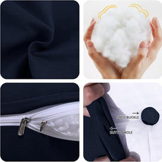 WOWMAX 85% Linen 15% Cotton Blend Headboard Pillow – Queen Size Reading Wedge Backrest for Bed, Handmade Firm Support Bolster Cushion with Removable Cover, Premium Bed Rest Pillow, Blue