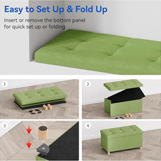 BRIAN & DANY 30 Inches Folding Storage Ottoman Bench, Ottoman with Storage Bench for Bedroom, Living Room, Entryway, Foot Rest with Legs, Bright Green