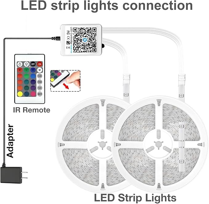 DAYBETTER LED Strip Lights 130 ft (2 Rolls of 65.6ft), LED Lights Smart App Control Lighting Bedroom Rome Decor with Remote, RGB Music Sync Color Changing LED Lights for Bedroom Party