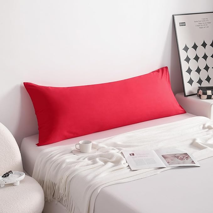 NTBAY Cotton Body Pillowcase - Envelope Closure 20x54 Pillowcase, Breathable and Soft Bed Pillow Case, Red