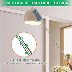 2 Pack Microfiber Duster for Cleaning, Hand Washable Dusters with Microfiber Head, Extendable Pole, Cleaning Supplies for Office, Car, Window, Furniture, Ceiling Fan