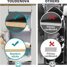 YOUDENOVA Hanging Closet Organizer, 6-Shelf Closet Hanging Storage Shelves, 2 Packs, Light Grey