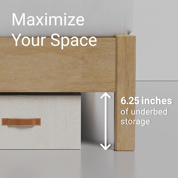 LIFEMENT Signature Wood Platform Bed Frame with Headboard, Essential, Noise Free, Under Bed Storage, No Box Spring Needed, Easy Assembly (Natural, Twin)