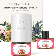 SF101 Pro Waterless Plug-In Air Freshener, 100% Plant-Based Ultrasonic Diffuser, Adjustable 120-Day Scent Air Mist, Covers 100㎡ for Home, Hotel-Lychee Rosewood