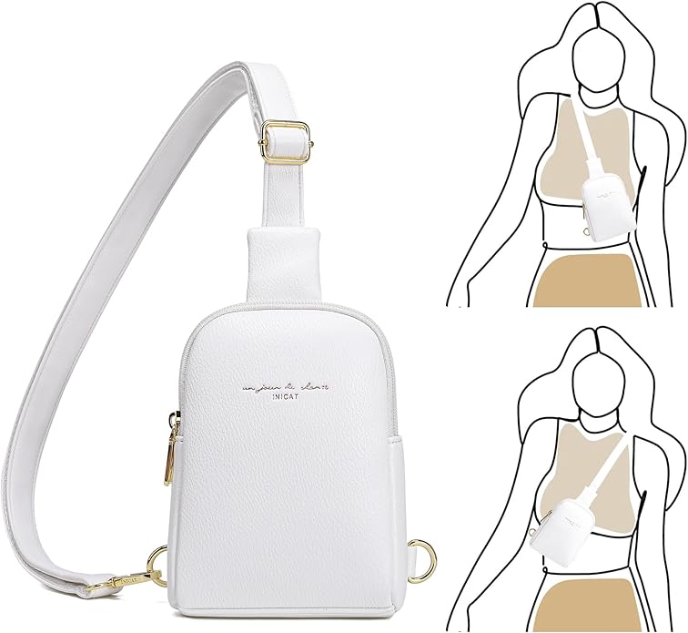 INICAT Travel Small Crossbody Sling Bags Women Cross Body Purses Passport Holder Vegan Leather Fanny Packs Birthday Gifts