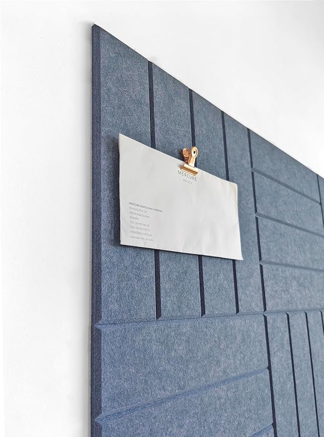 Felt Bulletin Board Tiles | Modern Cork Board Alternative | Large Cork Boards for Walls | Aesthetic Felt Wall Panels for Office & Home Decor | Pinboard & Photo Board (12-Pack) | Denim Blue