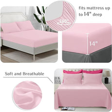 JOLLYVOGUE Twin XL Comforter Set, Ultra-Soft Bed in a Bag Twin XL Size 5 Pieces, Oeko-TEX Certified Bedding Set with Down Alternative Comforter, Sheets, Pillowcases & Shams, Hot Pink & Baby Pink