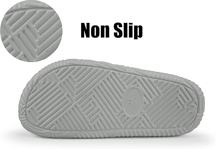 Weweya Slides for Women and Men - Bathroom Shower Shoes - Non Slip House Slippers - Lightweight Beach Sandals