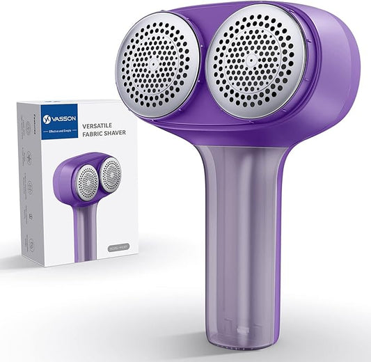 VASSON Fabric Shaver, Electric Lint Remover, Rechargeable Lint Shaver, Sweater Shavers to Remove Pilling, Large Fuzz Remover for Clothes Couch Furniture (Purple)