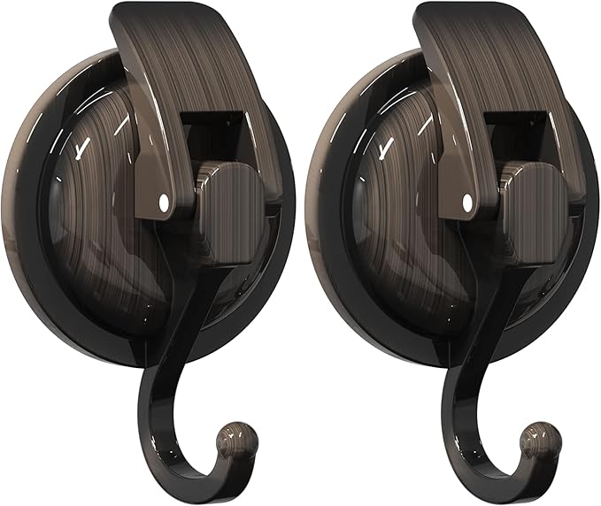 Heavy Duty Vacuum Suction Cup Hooks, Red Bronze Plated Polished Super Suction for Kitchen Bathroom, 2 Pack