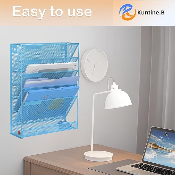 Kuntine.B Wall File Organizer (Blue, 6 Tier)