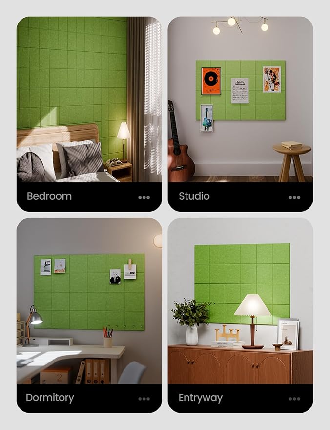 Large Felt Bulletin Board 36" x 24"Cork Board Alternative-6 Pack with 40 Safe Removable Adhesive Tabs, Cork Boards for Walls Cork Board for Home Office Classroom Pin Board-Kelly Green