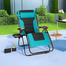 PHI VILLA XXL Oversized Padded Zero Gravity Chair, Foldable Patio Recliner, 30