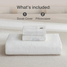 JELLYMONI Cotton Duvet Cover Cal King Size - Bright White Comforter Cover with Button 100% Washed Cotton 3PCS Breathable Soft Solid Bedding Set Duvet Cover 104×98in & 2 Pillowcases (NO Comforter)